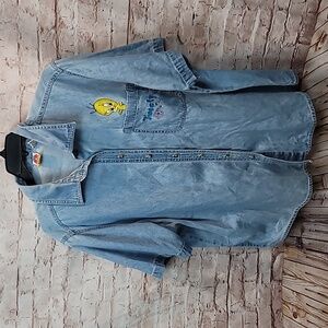 Looney Tunes Tweety Demin Button-Up shirt  18W/20W